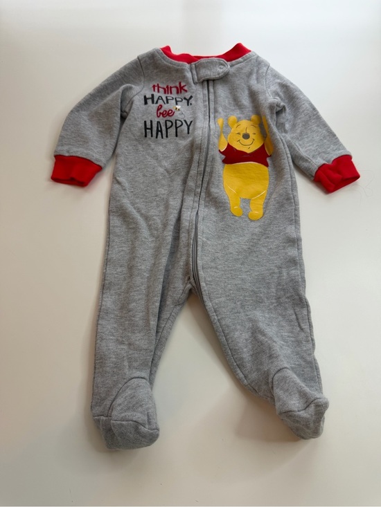 Disney Other - Disney Gray Footed One-Piece with Red Trim and Yellow Pooh Graphic